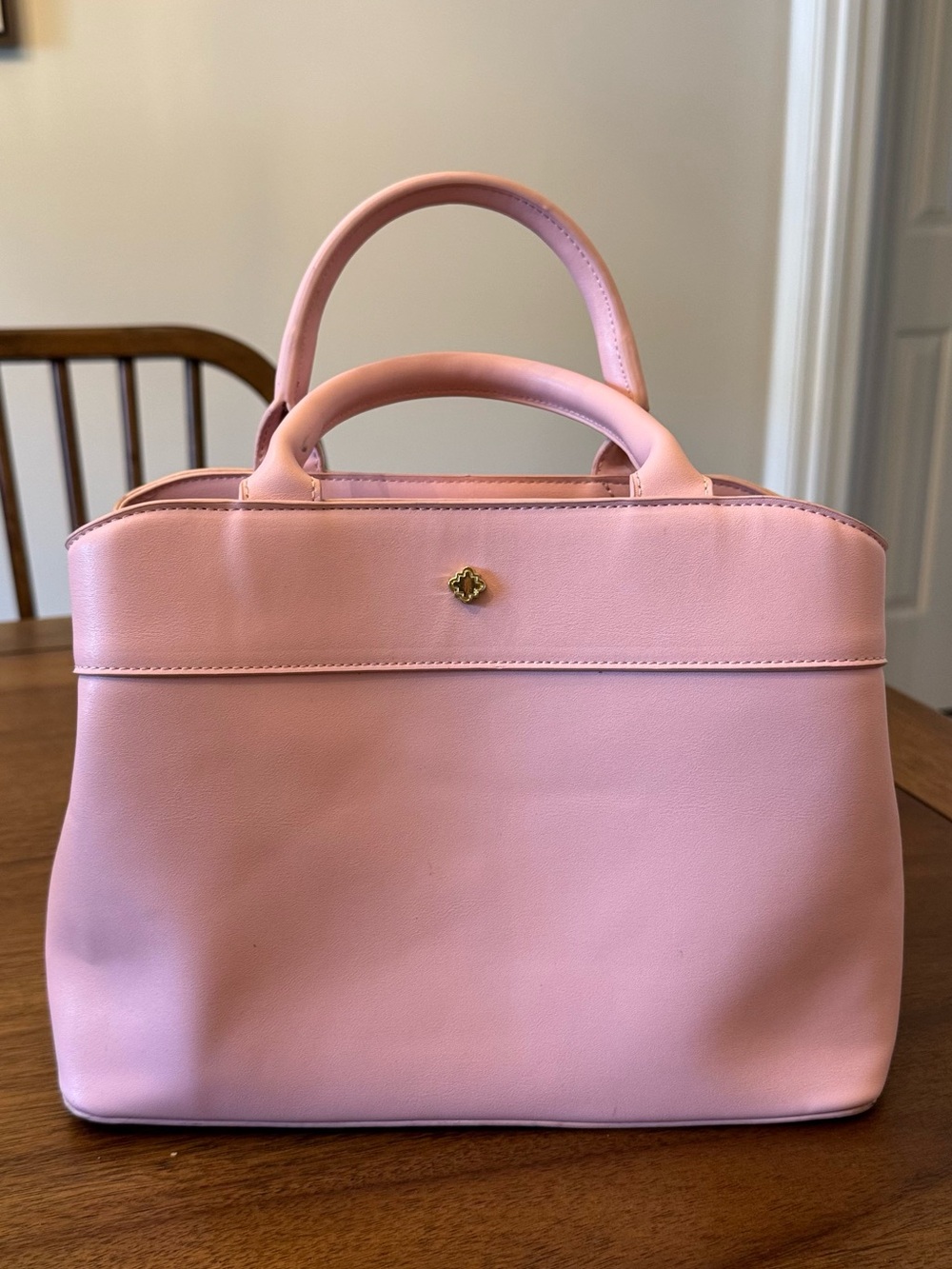 Crown & Ivy Pink Top-Handle Leather Satchel